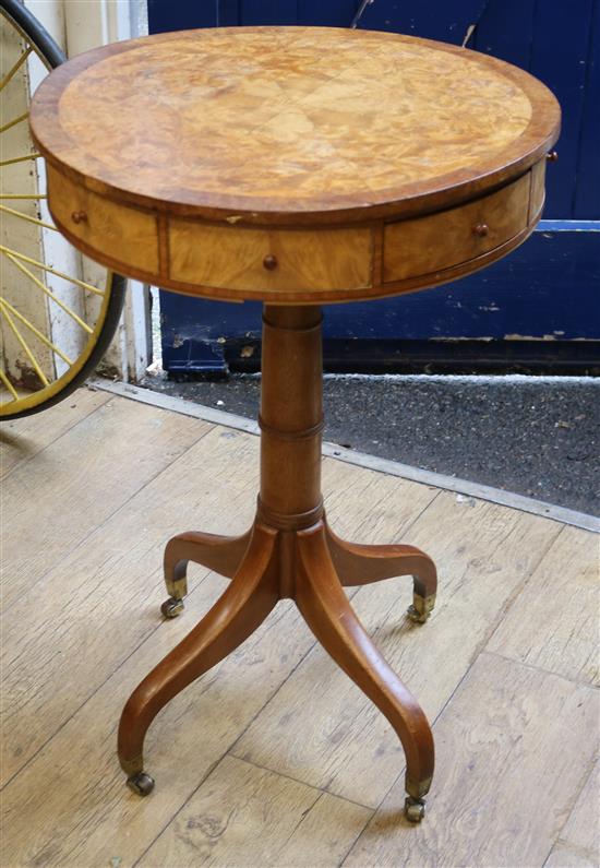 An oak and walnut drum table W.50cm